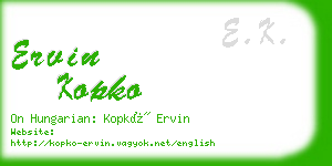 ervin kopko business card